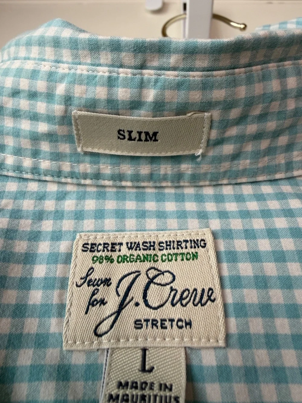 J.Crew Slim Fit Secret Wash Gingham Button-Down Shirt, Size Large